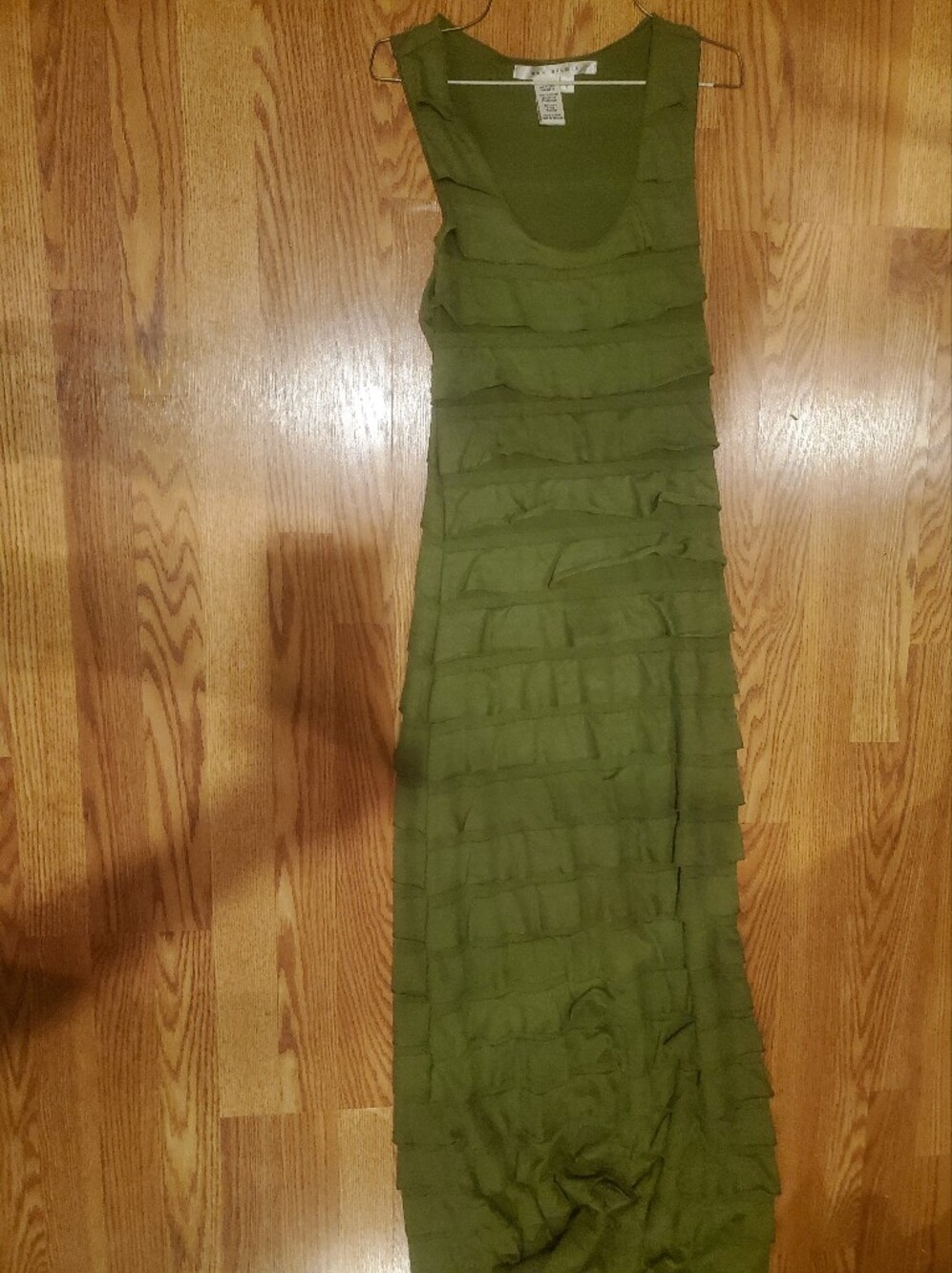 Max Studio Olive Green Tiered Maxi Dress